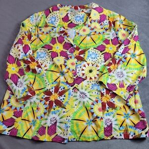 Bamboo Traders Jacket Women Plus Size 1X 3/4 Sleeve 3 Button Lightweight Shacket